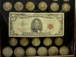 EARLY SILVER AMERICAN COINAGE & $5 RED SEAL NOTE  