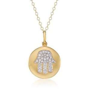   15 ct. t.w. Diamond Hamsa Pendant Necklace In Vermeil. 18 Jewelry