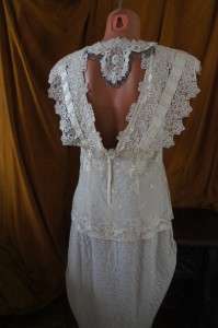   /Edwardian style wedding dress, lace, embroidery, beading, pearls M