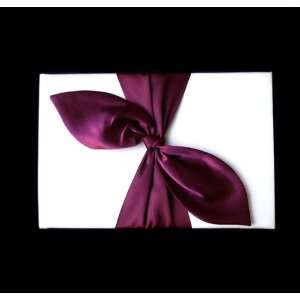   Ivory Wedding Bridal Reception Guest Book with Burgundy Wine Satin Bow