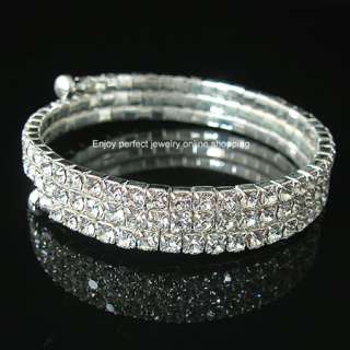Bridal choker earrings set & 3 row bracelet W002  
