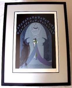 Erte Signed Framed Original Limited Edition Serigraph Lovers and Idol 