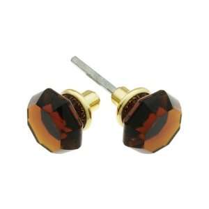   of Amber Crystal Door Knobs With Solid Brass Shanks in Polished Brass