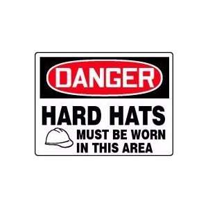 DANGER HARD HATS MUST BE WORK IN THIS AREA (W/GRAPHIC) Sign   18 x 24 