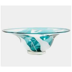  Correia Designer Art Glass, Bowl XL Emerald Leaves