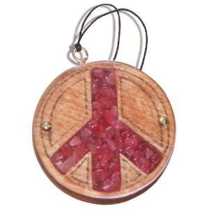 Magic Unique Gemstone and Wooden Amulet Lucky Peace Car Charm In Ruby 