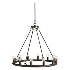  Wilford Black Wrought Iron Modern Bulb Circular 12 Light 