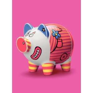  Piggy Bank, Striped Suit Piggy, Porcelain Piggy Bank for 