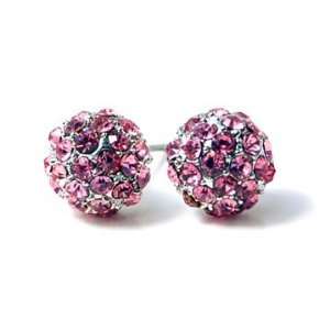   Beautiful Crystal Couture Pink Ice Ball/Sphere Stud Earrings Jewelry
