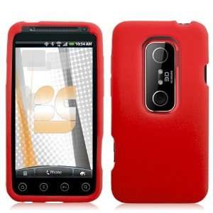  Solid Red Silicone Skin Gel Cover Case For HTC EVO 3D 