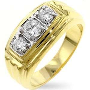   CZ RING FOR MEN   14K Gold Finish Past Present Future CZ Ring Jewelry