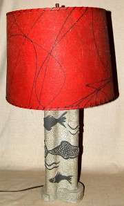   Century Modern Way Cool Fiberglass Shade Chalkware Lamp Fish Design