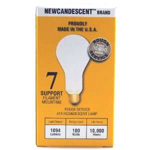 Newcandescent, PACK of 12 Incandescent 100 Watt Rough Service Frost 