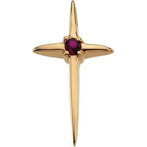  R16185R 14K Yellow Gold 17.75X10 Mm Cross Pendant W/Ruby Jewelry