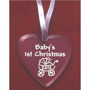  Glass Heart Babys First Christmas 2012 Ornament 