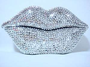 NEW HOME PHONE SILVER LIPS CORDED TELEPHONE W SWAROVSKI CRYSTALS 