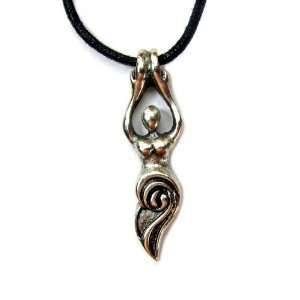 Water Goddess for Connection Pewter Pendant with Black Corded Necklace