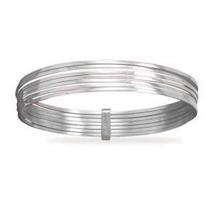   Semanarios Stacked Set of 7 Sterling Silver Bangle Bracelets Jewelry
