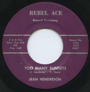 HEAR   Rare Country 45   Jean Henderson   Too Many Sunsets  