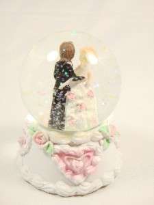 Bride & Groom wedding white cake dress pink flowers Decoration snow 