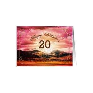  20 birthday showing a sunset on the mountains Card Toys 