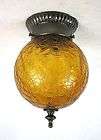 Vintage Amber Crackle Glass Ceiling Light Fixture