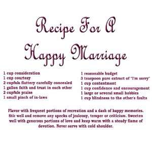 Recipe For A Happy Marriage Kitchen Apron For Romantic Chefs  