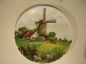 Decorative Plate Windmill scene with swans   Royal Schwabap, Holland 