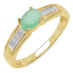  0.50 Carat Genuine Emerald & Diamond 10K Yellow Gold Ring 
