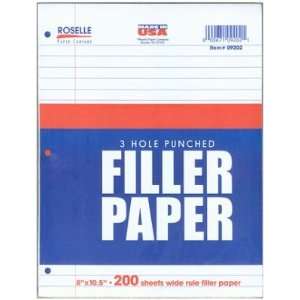  Roselle Filler Paper 10.5 X 8 Wide Ruled, 200 Count (6 