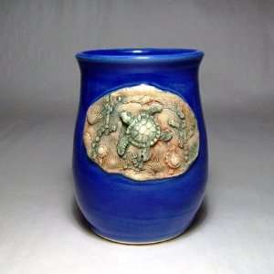 Blue Sea Turtle Mug by Moonfire Pottery