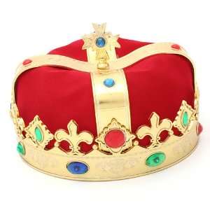   Gold Kings Crown with Red Velvet and Colored Stones 