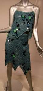 CHRISTIAN LACROIX 3 pc dress crochet metallic m/l NWT  
