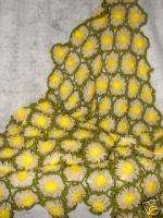 Antique Crochet Flower Afghan Throw Blanket  