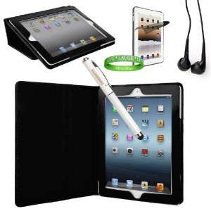  Black Padded iPad Skin Cover Case Stand with Screen Flap 