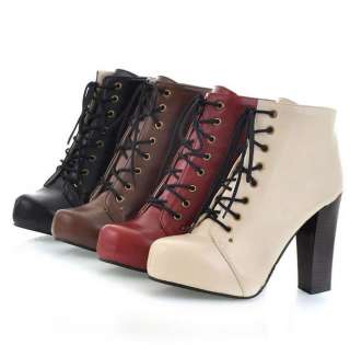   boots with high cross tie pattern PU leather short boots womens boots