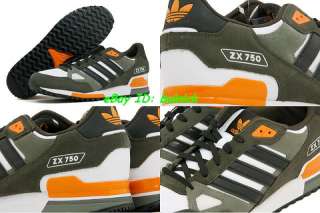 ADIDAS ZX 750 Trainers White Black Army Green  Suede running 800 new 