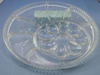 Indiana Glass Crystal Egg & Hors dOeuvre Tray 0194 Deviled Egg Plate 