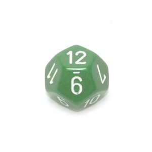  Chessex Opaque 16mm Green and white d12 Toys & Games