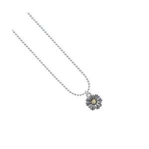   Daisy Flower   Im. Rhodium & Gold Plated Ball Chain Charm Necklace