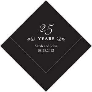 100 25th Anniversary Personalized Cocktail Napkins  