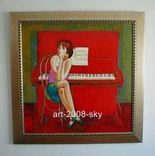 Original Abstract oil painting art Piano Girl 30x30  