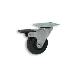 Cool Casters   Solid Skate Wheel Caster, Black Wheel, Satin Chrome 