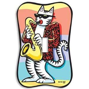  Switch Plate   Saxophone Cat