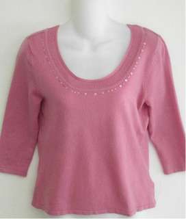 Norton McNaughton Petites 3/4 Sleeve Fine Knit S Pink  