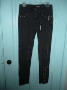 New ALLEN B. Black Stretch Studded Skinny Jeans 4 NWT $58 Punk ABS 