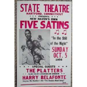  The Five Satins w/The Platters & Harry Belafonte Poster 