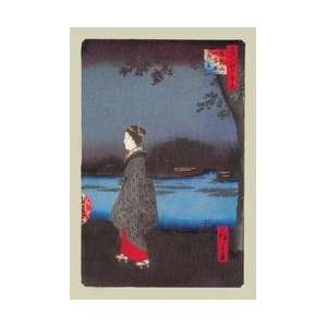 Night Scene of Matsuchi Hill and the Sanya Moat 28x42 Giclee on Canvas