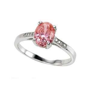  Fancy Pink CZ Engagement Ring with Diamonds in 10 kt White Gold Size 8
