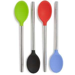   Silicone Spoons with Stainless Steel Handle, Green